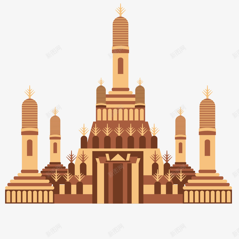 棕色泰国建筑绘画矢量图ai免抠素材_88icon https://88icon.com 个性 卡通 可爱 建筑 手绘 棕色 泰国 浅色 矢量图