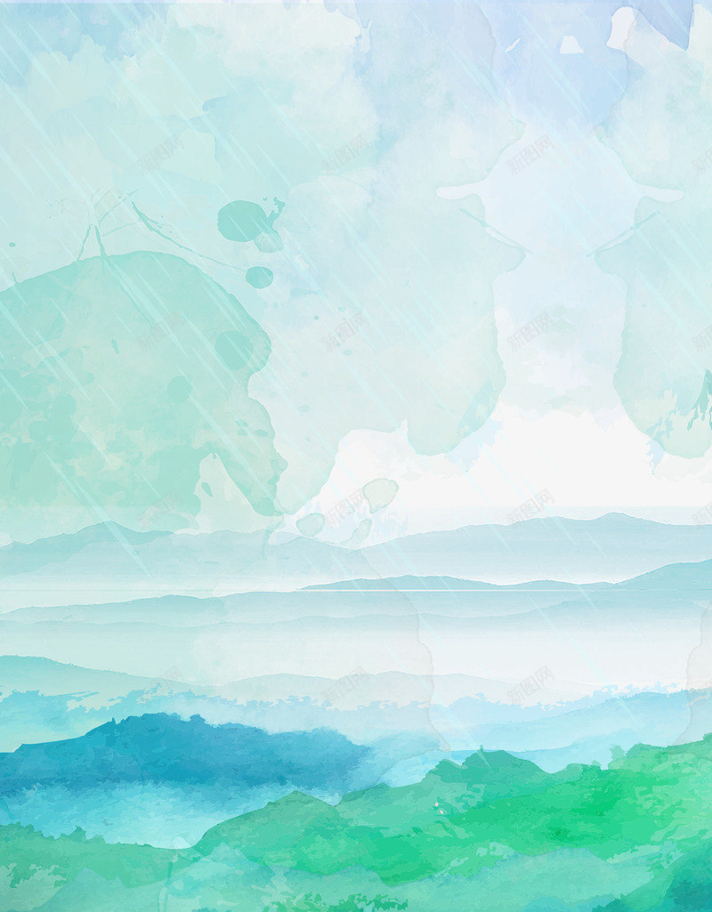 水墨绿色印象背景png免抠素材_88icon https://88icon.com 初春焕彩 春天 水墨 清明 绿色