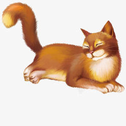 躺着的猫手绘棕色猫咪高清图片