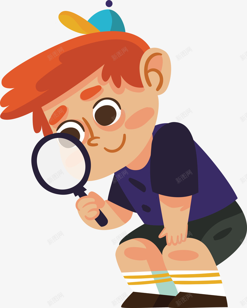 卡通学习的小男孩矢量图ai免抠素材_88icon https://88icon.com 人物 卡通 学习 学习任务 小男孩设计 放大镜 矢量图