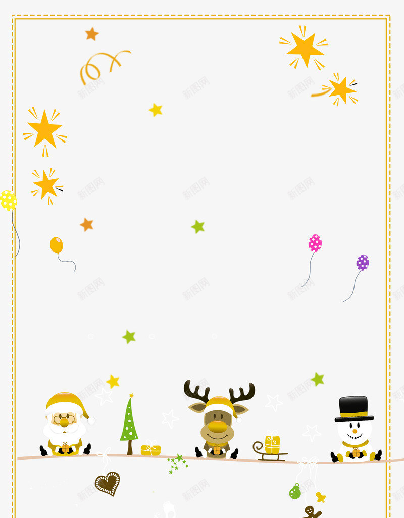 圣诞节麋鹿和圣诞老人送礼物psd免抠素材_88icon https://88icon.com 圣诞节 彩带 心形 星星 气球 边框 雪人 麋鹿