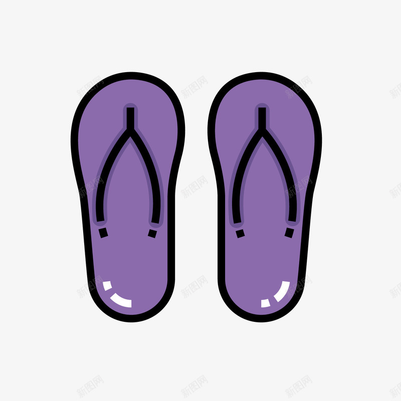 紫色拖鞋矢量图ai免抠素材_88icon https://88icon.com 圆弧 夏天 对称 平面 弧度 拖鞋 紫色 线条 矢量图
