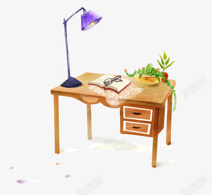 立体书桌png免抠素材_88icon https://88icon.com 学习桌子 家具 插画 木质 桌子