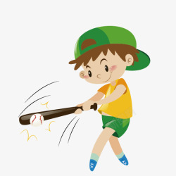 手绘棒球头盔打棒球的男孩高清图片