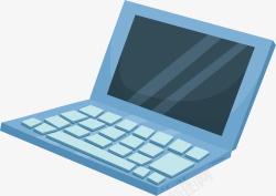蓝色办公电脑蓝色卡通笔记本电脑矢量图高清图片