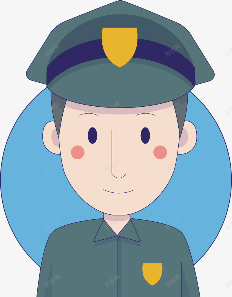 带警帽的警察矢量图ai免抠素材_88icon https://88icon.com 创意 卡通手绘 安全 清新 简约 装饰 警察 矢量图