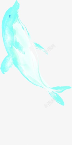 手绘蓝色卡通海底动物素材