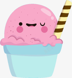 夏日冷饮可爱粉色冰淇淋素材