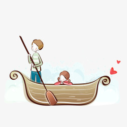 划船的情侣素材