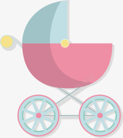 粉嫩婴儿卡通婴儿车矢量图高清图片