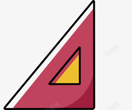 红色三角板卡通图标图标