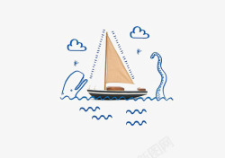 帆船木舟卡通小船高清图片