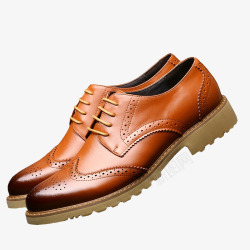 产品实物布洛克棕色男鞋皮鞋素材