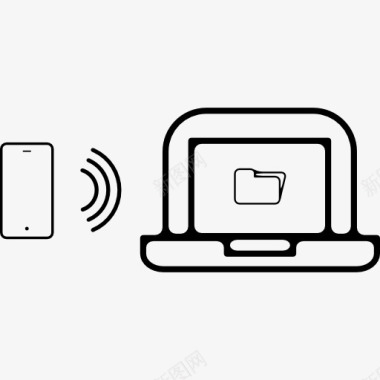 可爱手机电话传输到笔记本电脑的文件夹图标图标