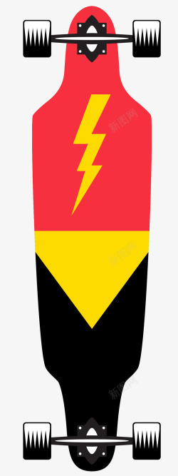 红色闪电竞速高级滑板素材