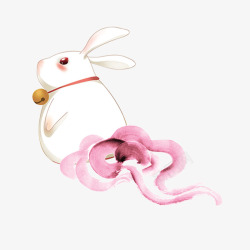 白色铃铛中秋节玉兔高清图片