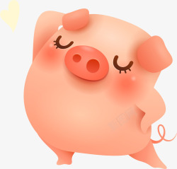 吃得很饱的卡通猪C4D卡通漂亮的猪形象装饰图案矢量图高清图片
