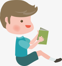小男孩阅读读书人物元素矢量图素材