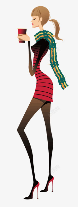 和咖啡的女人素材