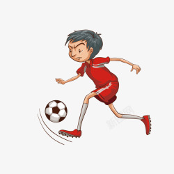 动作男生打足球的卡通男孩高清图片