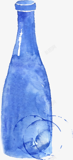 香槟瓶子手绘颜料瓶子高清图片