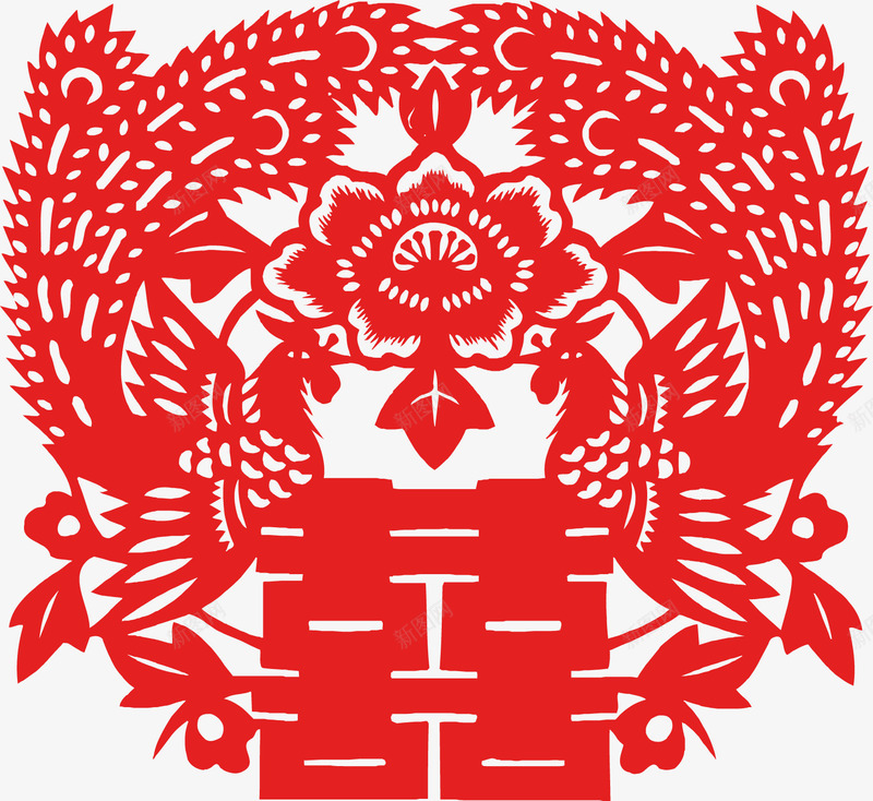 喜字双喜剪纸大红花纹点缀矢量图ai免抠素材_88icon https://88icon.com 剪纸 双喜 喜字 大红 花纹点缀 矢量图