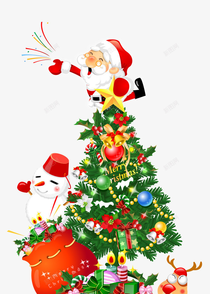 圣诞节装饰矢量图ai免抠素材_88icon https://88icon.com 圣诞树图片素材 圣诞老人图片 圣诞节素材库 圣诞雪人图片 礼物 鹿 矢量图