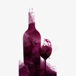 彩绘葡萄酒矢量图素材