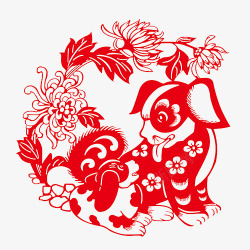 新年喜庆十二生肖剪纸装饰窗花设素材