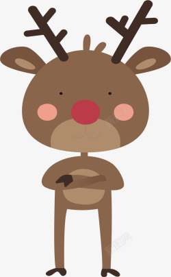 圣诞节卡通棕色驯鹿矢量图素材