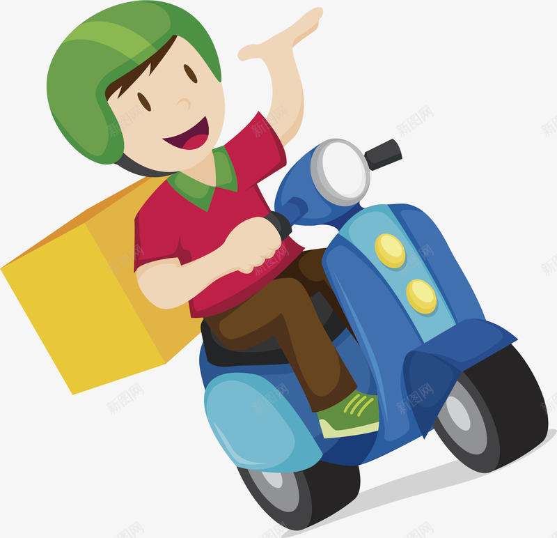 卡通外卖小哥矢量图ai免抠素材_88icon https://88icon.com 创意 外卖 安全 快捷 方便 水彩 设计 矢量图