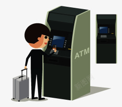 卡通扁平ATM取款的人素材