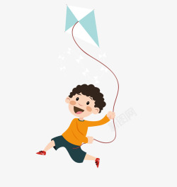 可爱人物插图放风筝的小男孩素材