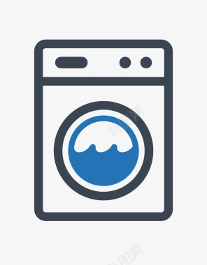 平面设计样机蓝色平面简单洗衣机图标矢量图图标