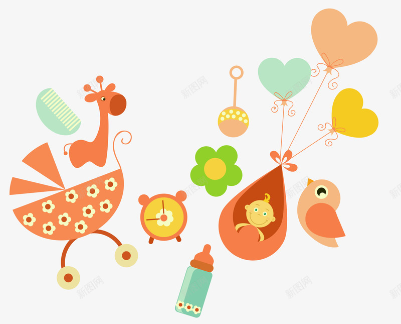 卡通母婴用品png免抠素材_88icon https://88icon.com 奶瓶 婴儿 婴儿床 孕妇 宝宝 母婴 母婴用品 玩具