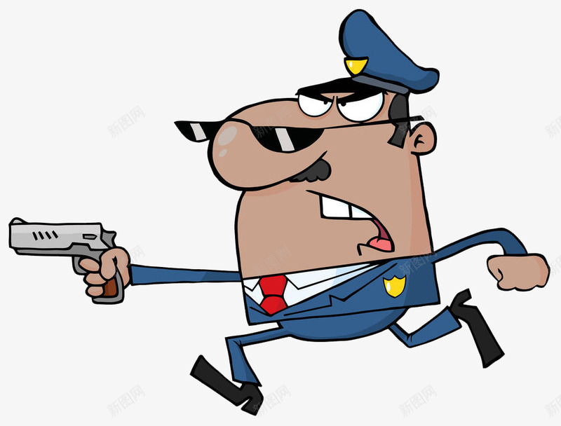 卡通形象戴蓝色帽子的警察png免抠素材_88icon https://88icon.com 卡通形象 奔跑 小蓝帽 戴蓝色帽子 手枪 警察 警察追坏人
