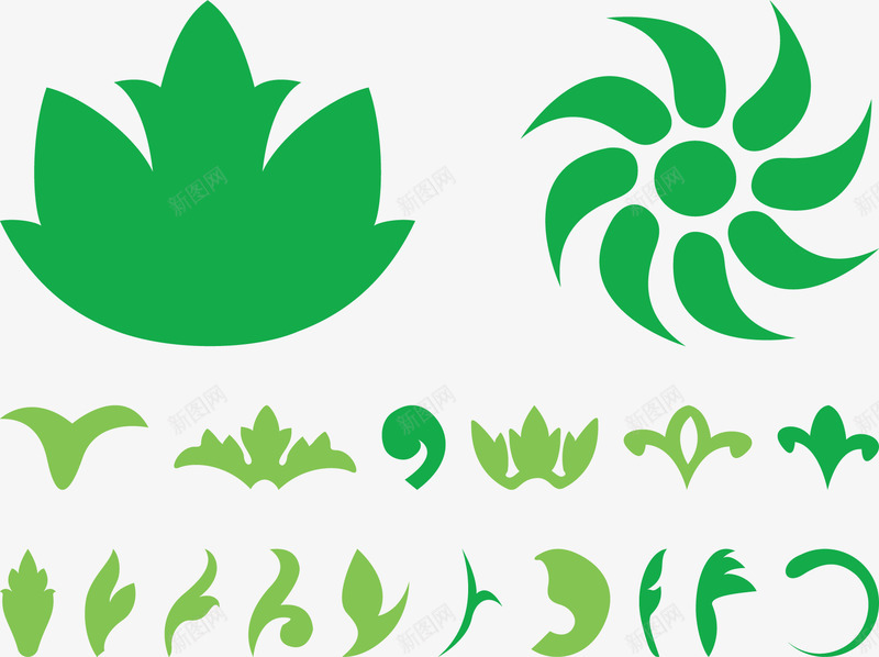 植物基本构成笔刷png免抠素材_88icon https://88icon.com 叶子 植物笔刷 绘画 绿色植物 风火轮