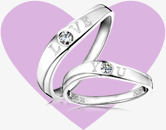 钻石对戒紫色爱心七夕情人节素材