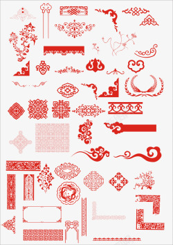 红色中国龙剪纸红色中国风花纹剪纸大集合高清图片