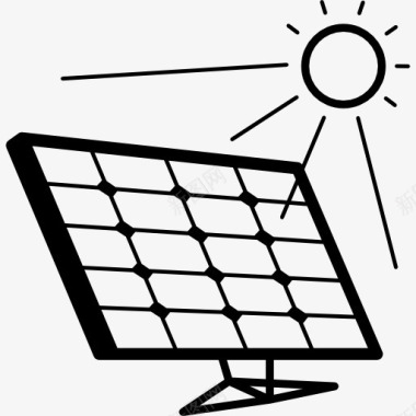 绿色电池太阳能电池板在阳光图标图标