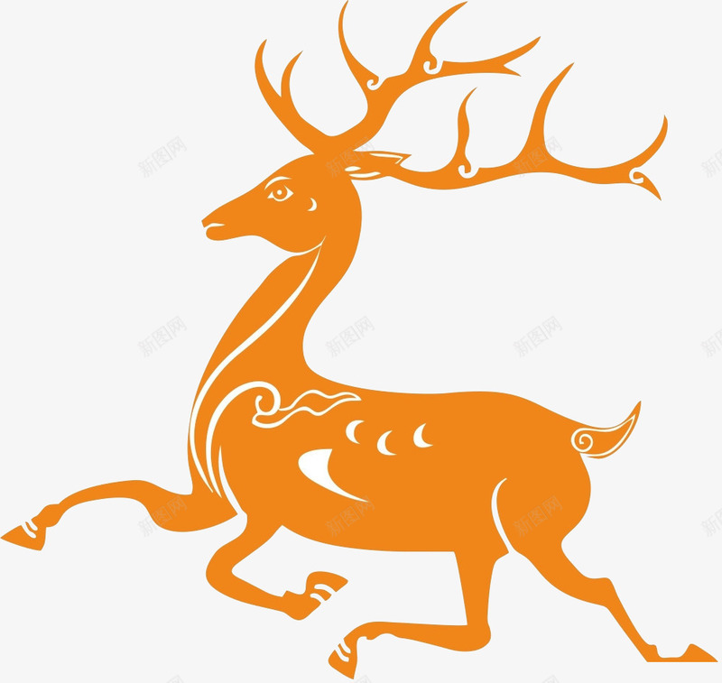黄色奔跑的麋鹿png免抠素材_88icon https://88icon.com 可爱麋鹿 麋鹿 黄色麋鹿