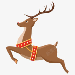 圣诞节卡通奔跑的麋鹿素材