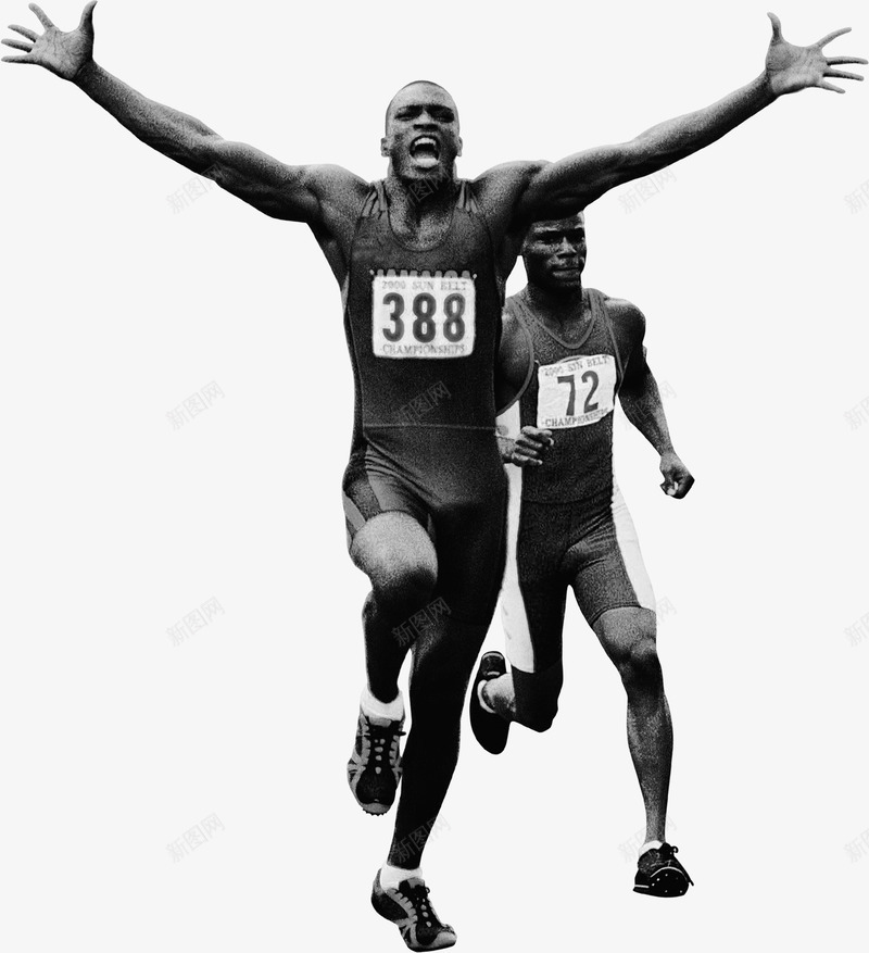 黑白色奔跑的运动员png免抠素材_88icon https://88icon.com 奔跑 白色 运动员