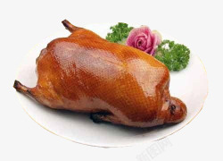 鸭皮老北京烤鸭片皮烤鸭北京特产风味高清图片