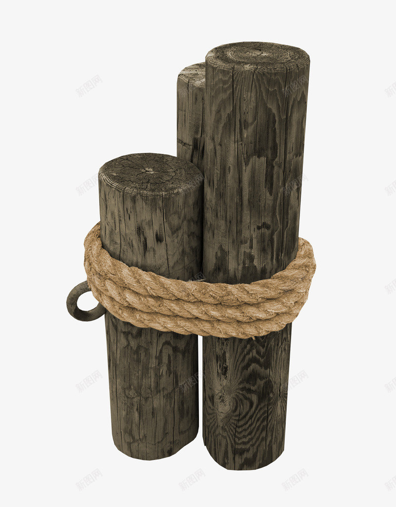 木桩绳子png免抠素材_88icon https://88icon.com 木头 木桩 棕色木桩 绳子 麻绳