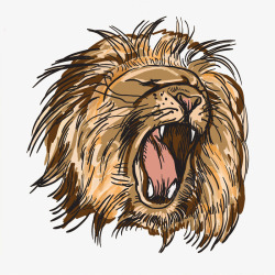 怒吼的卡通狮子头素材