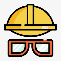 黄色手绘安全帽眼镜元素矢量图素材