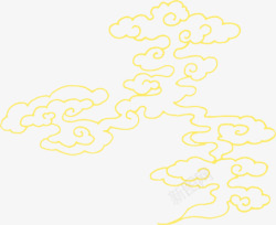 黄色传统手绘云纹素材
