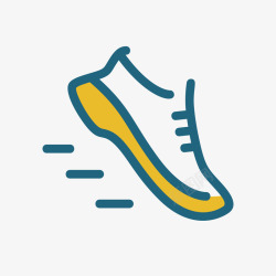 黄色手绘奔跑的跑鞋元素矢量图素材