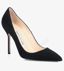 黑色磨砂马诺洛品牌高跟女鞋素材
